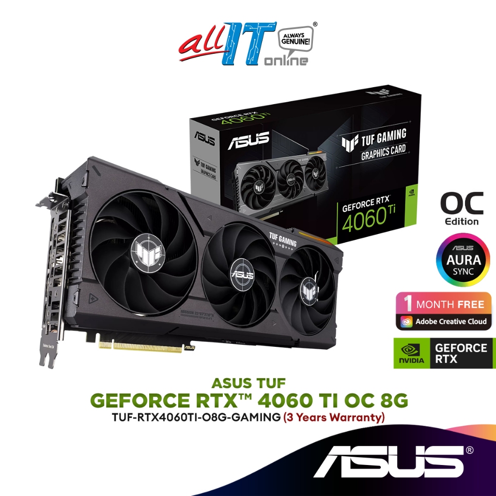 ASUS TUF Gaming GeForce RTX 4060 Ti 8GB GDDR6 OC Edition Graphics Card ...