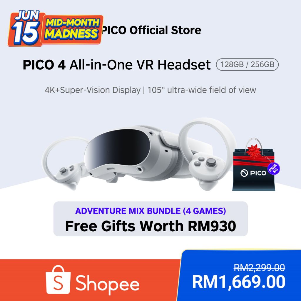 ADVENTURE MIX BUNDLE] PICO 4 VR Headset All-in-One + 4 Games + 1 Year  Warranty + Free Shipping | Shopee Malaysia