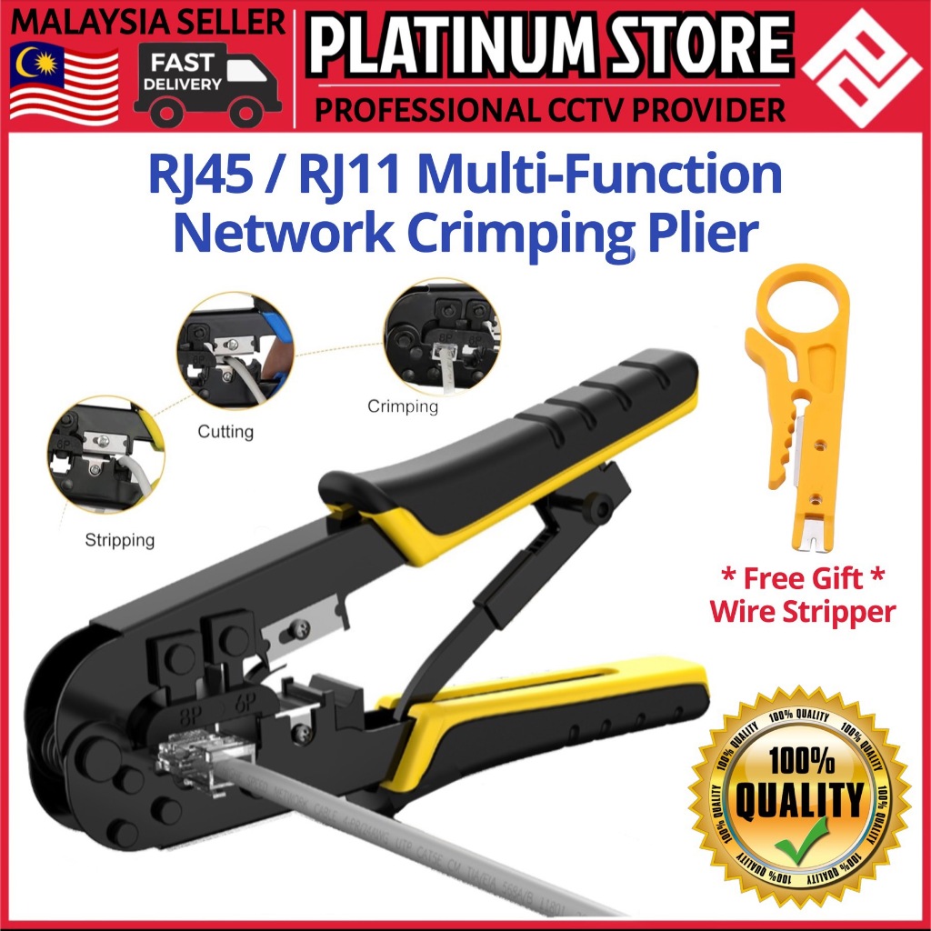 RJ45 Crimper RJ11 Crimping Tool Kit Network Ethernet Crimper Cutter ...