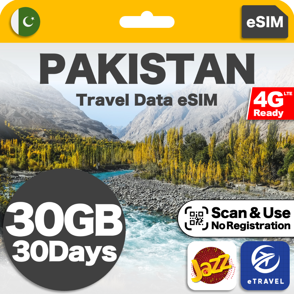 eSIM Pakistan Unlimited Data 巴基斯坦流量eSIM eTravel Shopee Malaysia