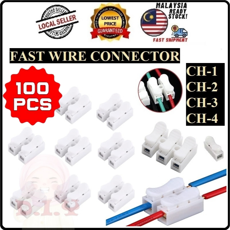 [100 PCS] Fast Wire Connector 1Pin 2Pin 3Pin 4Pin Quick Connector ...