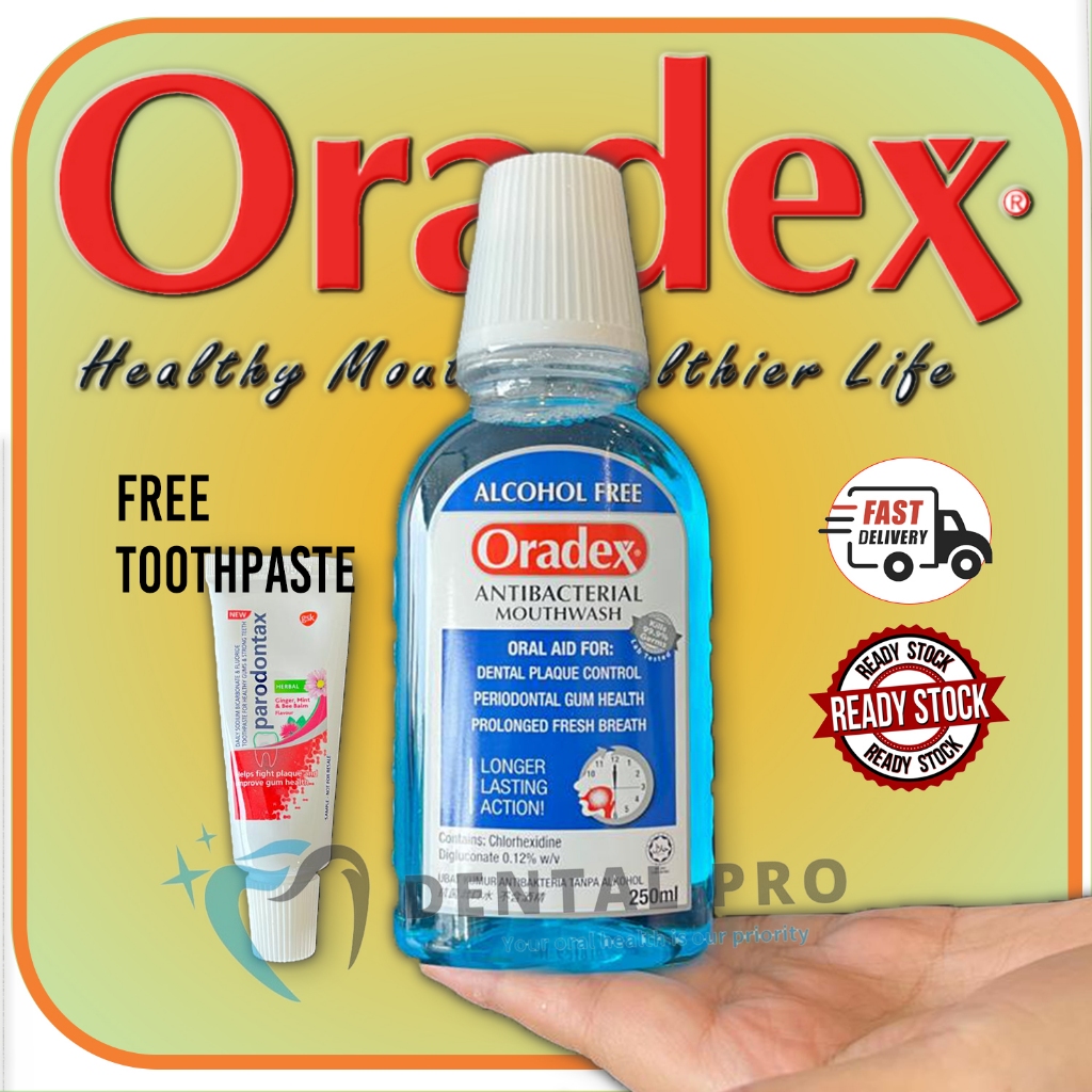 Oradex Chlorhexidine Antibacterial Mouthwash for gum inflammation 250ml ...