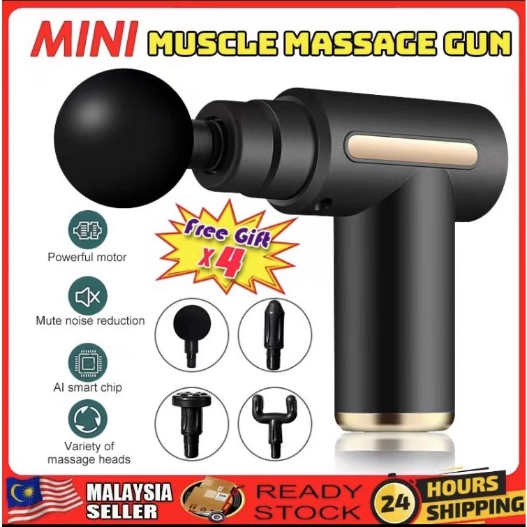 Cordless Mini Muscle Massage Gun Alat UrutGun Strong Vibration ...