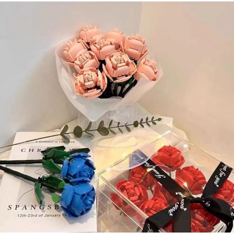 Hurray shop DIY Building Block Rose Flower Building Blocks Kit 玫瑰花积木 ...