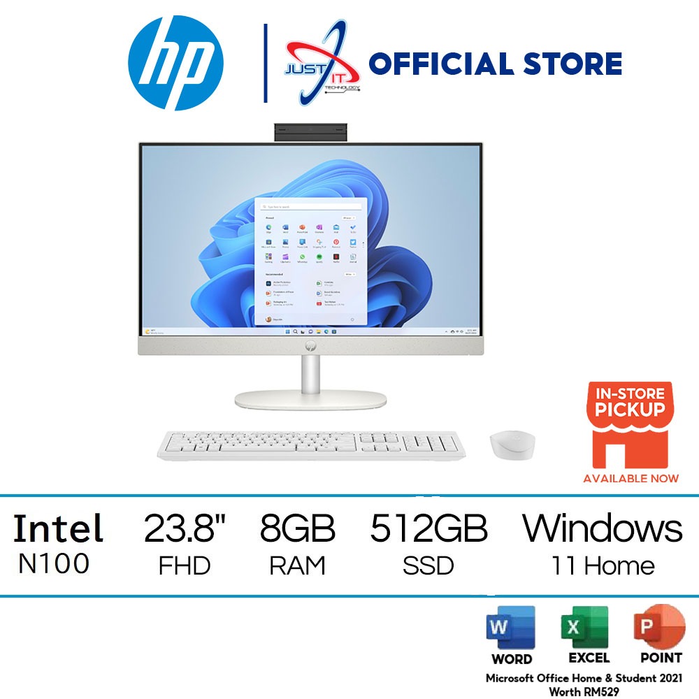 HP All-In-One Desktop PC (N100/8GD4/512SSD/23.8") 24-CR0033D | Shopee ...