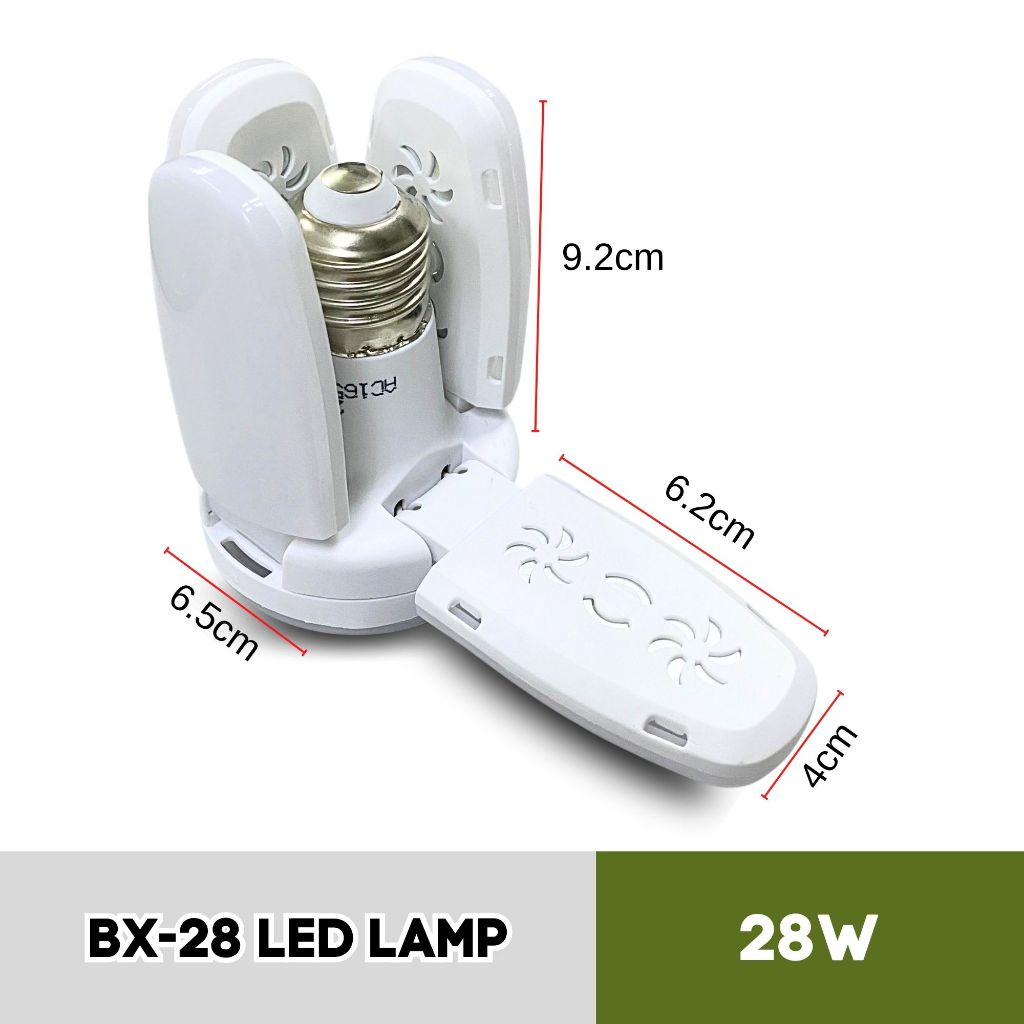 thumbnail interactive-video image 1 of AMPrime 28W E27 LED Garage Light – Deformable 4-Leaf Ceiling Bulb, 6500K Cool White 1 of 4