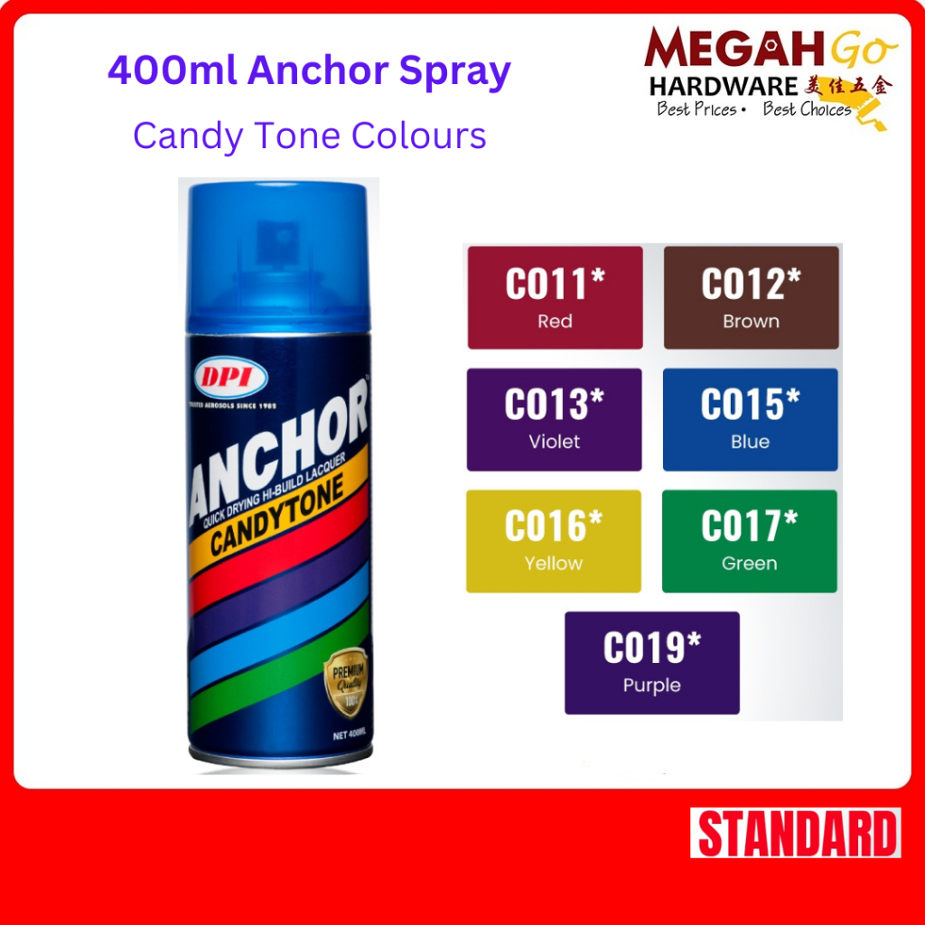 400ml DPI Anchor Spray CandyTone Color Candy Red - Brown - Violet ...