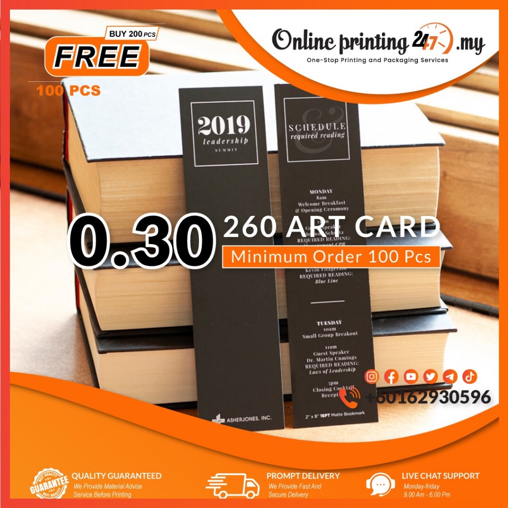 Bookmark Custom Printing Order / Both side printing / Custom adding ...