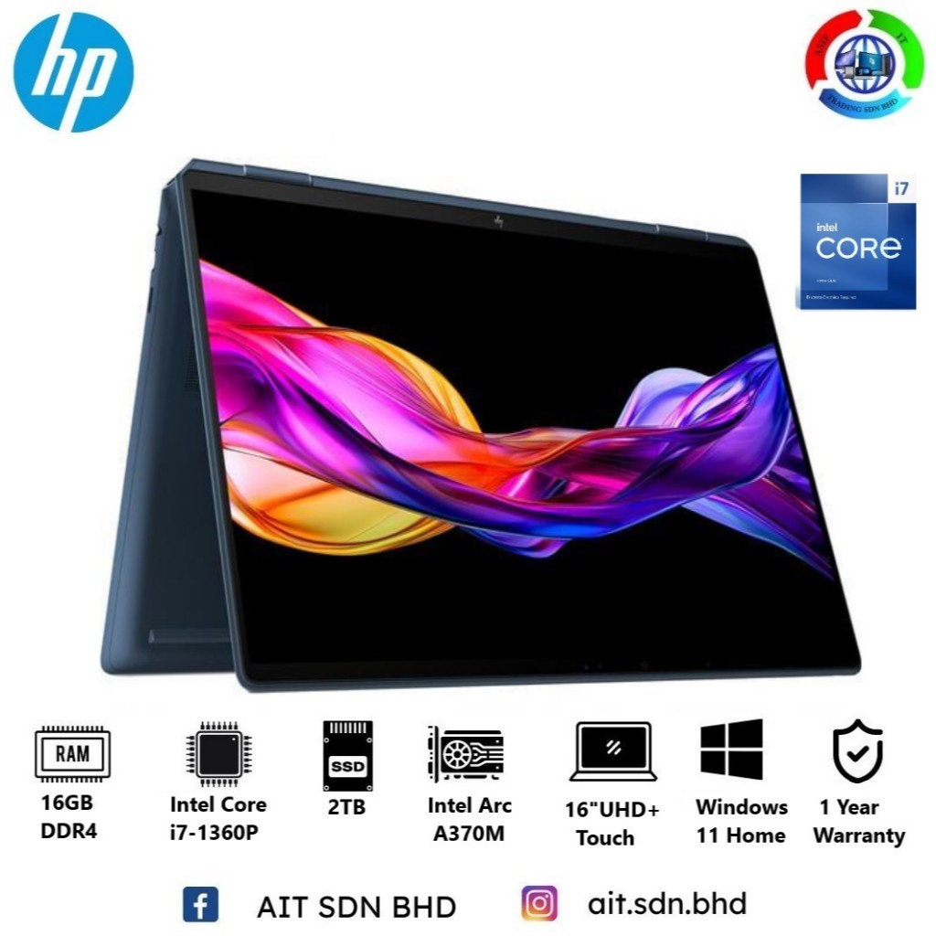 HP Spectre x360 2in1 16f2097nr 16"UHD+ Touch Laptop Intel Core i7