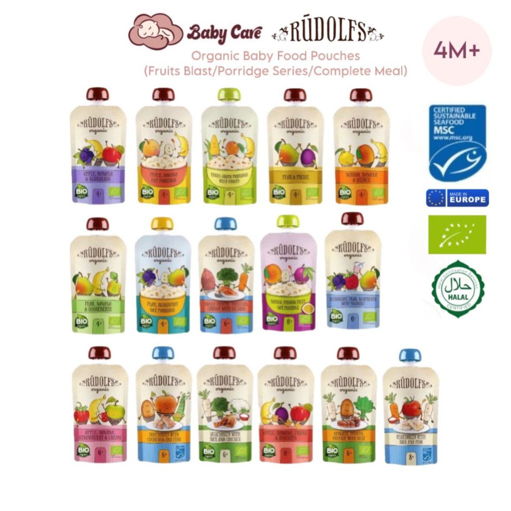 Rudolfs Organic Baby Instant Porridge Fruit Puree 110g (6 - 8M+) Ready ...