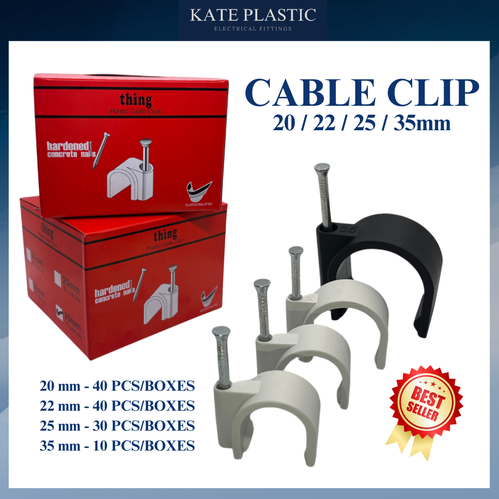 PVC Cable Clip Concrete Nails Clip 20mm / 22mm / 25mm / 35mm Shopee