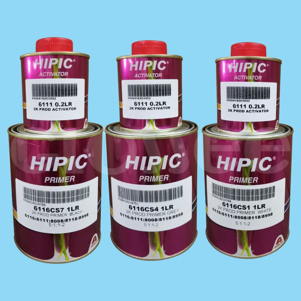 HIPIC 6116 2K PROD Primer 5:1 1L + Hardener 6111 Activator 250ML ...