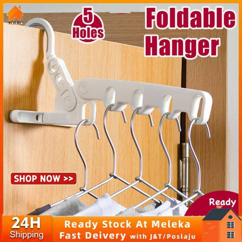👚Folding 5-hole Clothes Drying Rack Wall Mounted Travel Hanger for ...