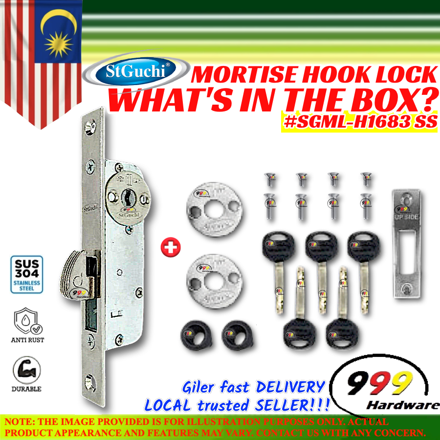 999 ST GUCHI 1683 Mortise Hook Lock/Grill Door Lockset/Sliding Door ...