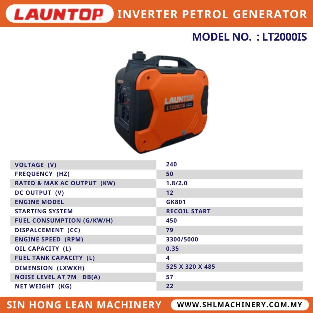 LAUNTOP INVERTER PETROL GENERATOR LT2000IS | Shopee Malaysia