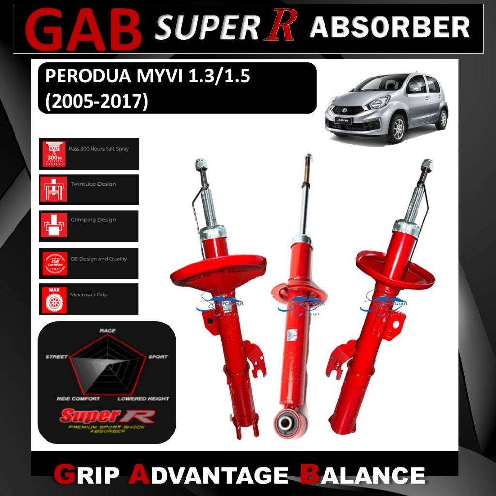 ORIGINAL SET GAB SUPER R FRONT ABSORBER / REAR ABSORBER - PERODUA MYVI ...