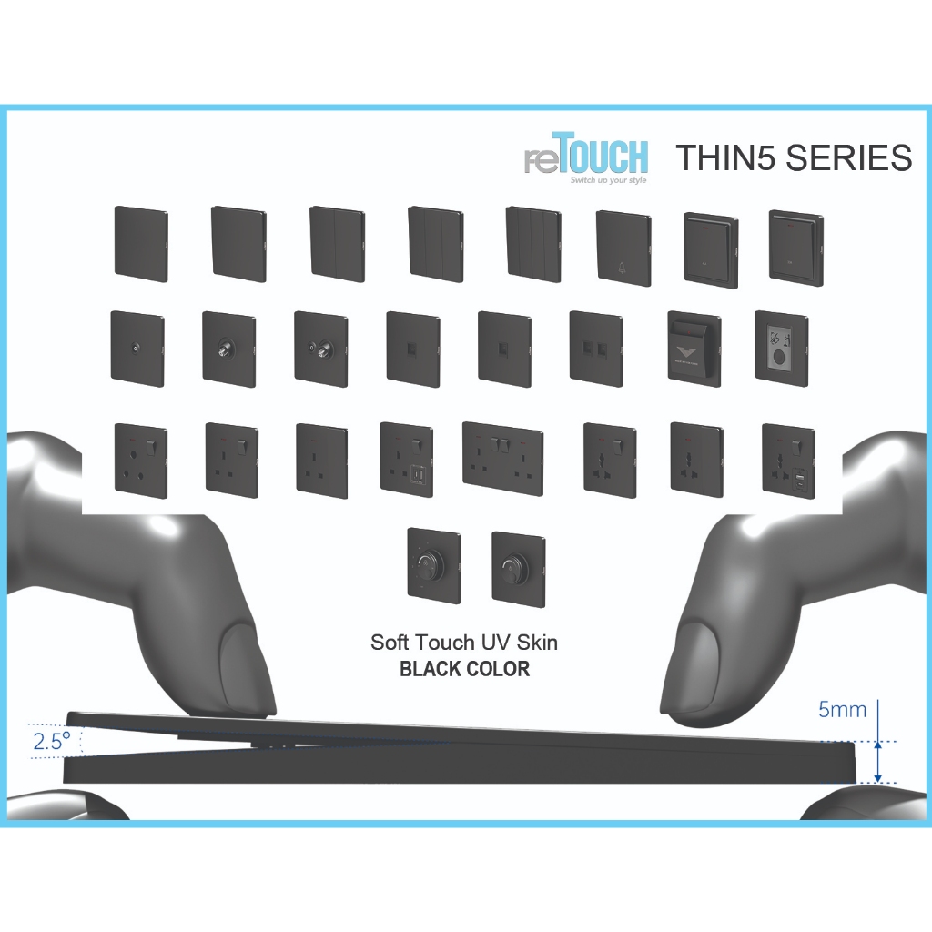 reTouch [Thin5 Series - Velvet Noir Black] Ultra Thin Soft Touch UV ...