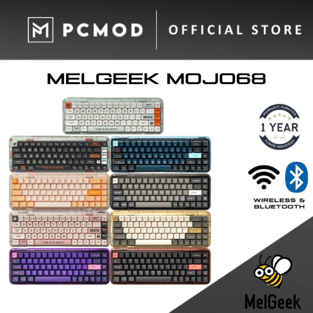 MELGEEK Mojo68 | Transparent Fully Assembled Wireless Custom Mechanical ...