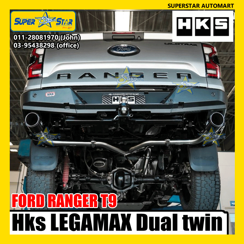 FORD RANGER T9 HKS LEGAMAX SIDE TWIN CARBON TAIL FOR NEW GEN FORD ...