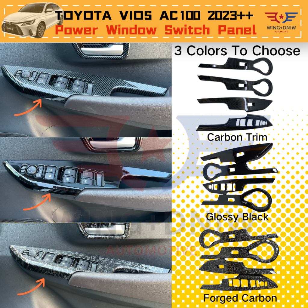 Toyota Vios 2023 2024 NGC102 AC100 Power Windows Panel Cover Carbon ...