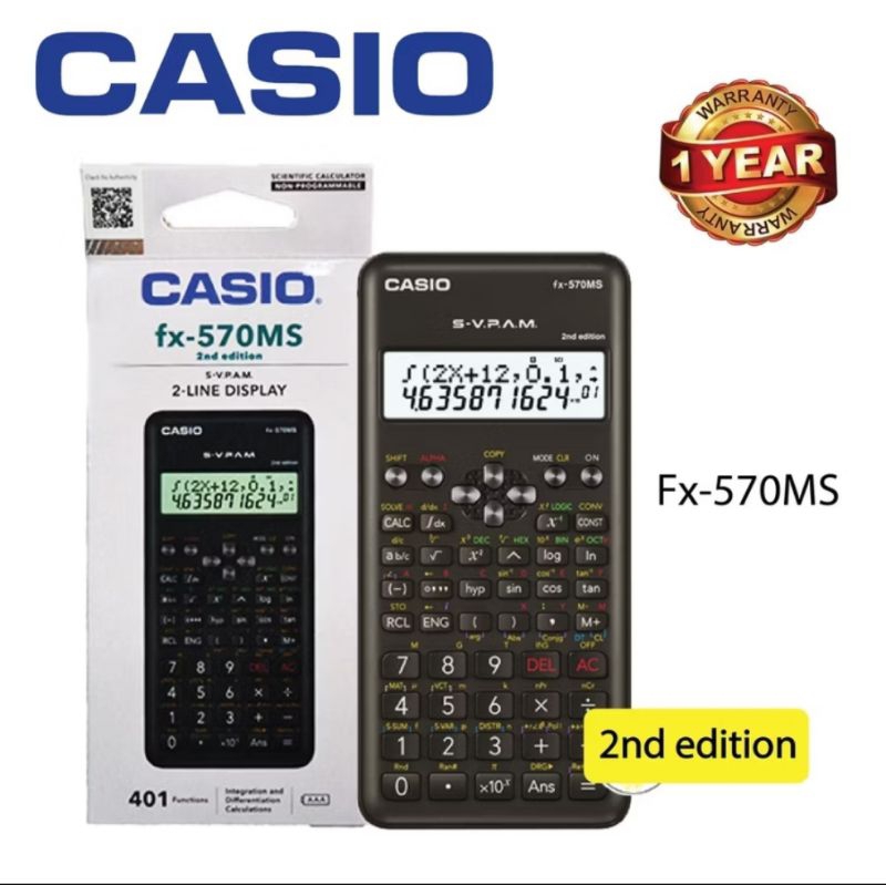 Casio Scientific Calculator FX-570MS 2nd Edition (1 Year Warranty ...