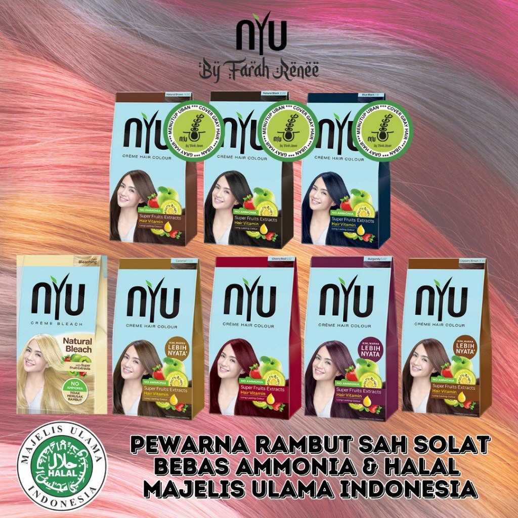 Free Gift NYU Hair Color Halal Colour Pewarna Rambut Sah Solat Tutup ...