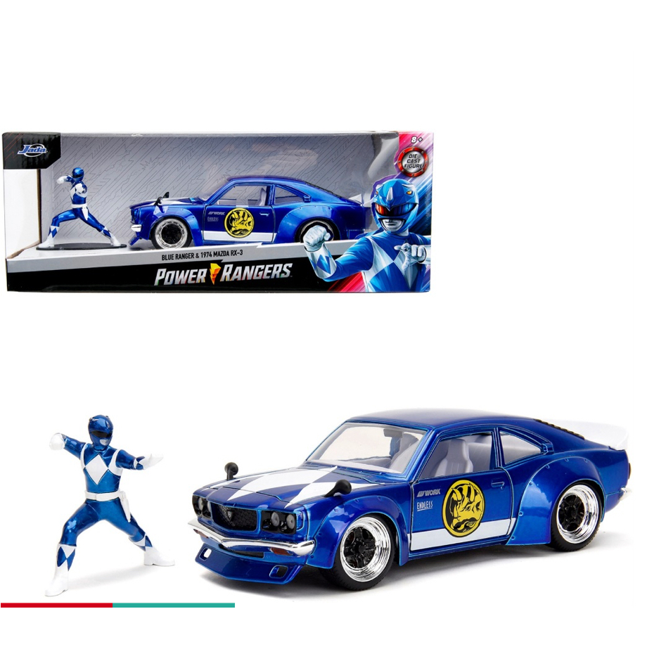 {ORIGINAL} JADA TOYS BLUE COLOR POWER RANGER 1974 MAZDA RX 3 1/24 ...