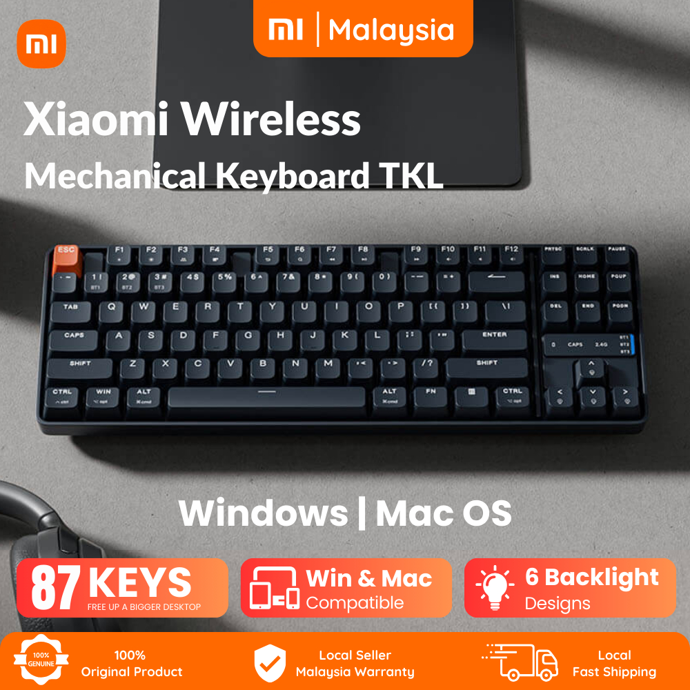 Xiaomi Mi Mechanical wireless Keyboard 87 Keys TKL 6 Backlight Design ...