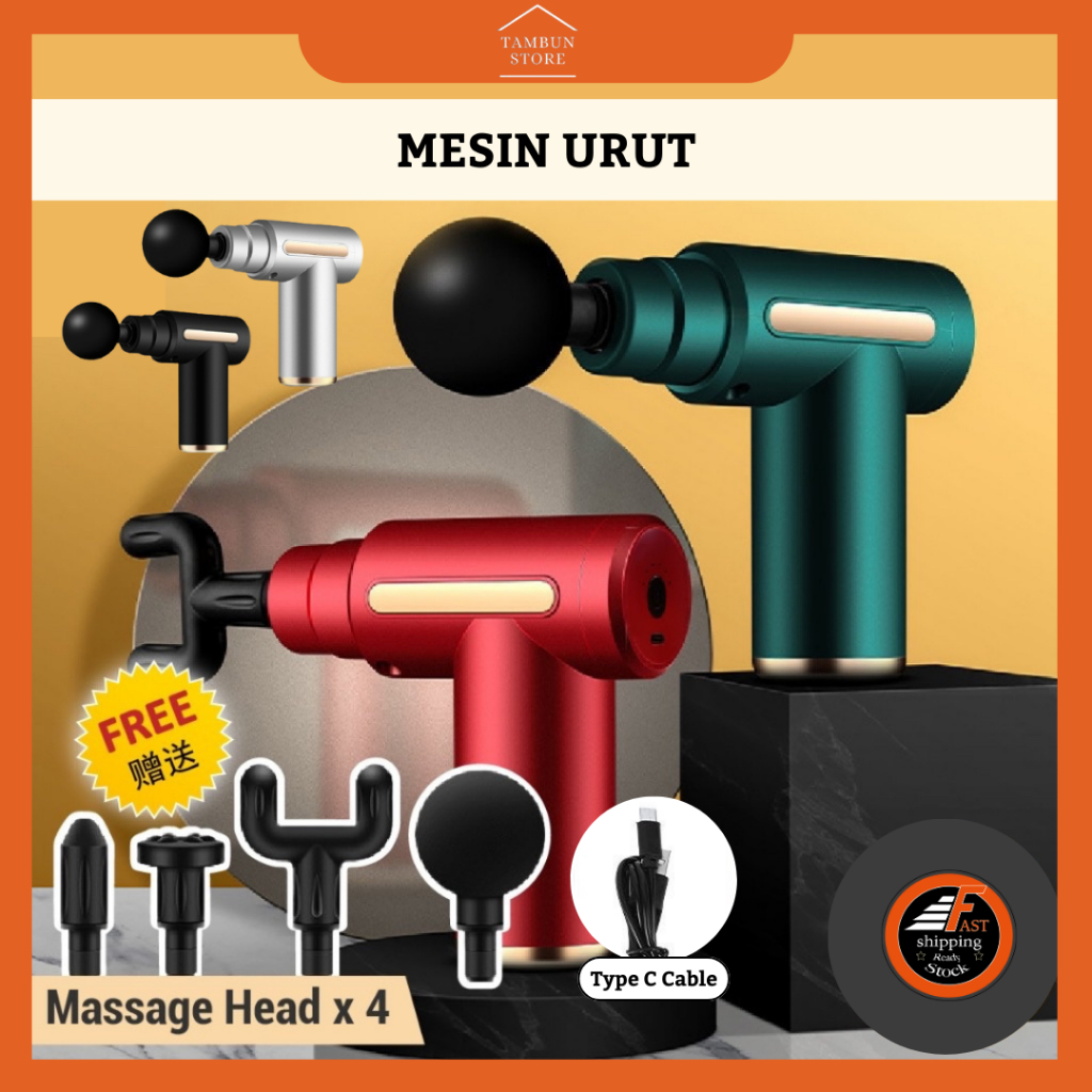 [Free 4 Head] Silent Massage Fascial Gun Massage Machine Leg Sport ...