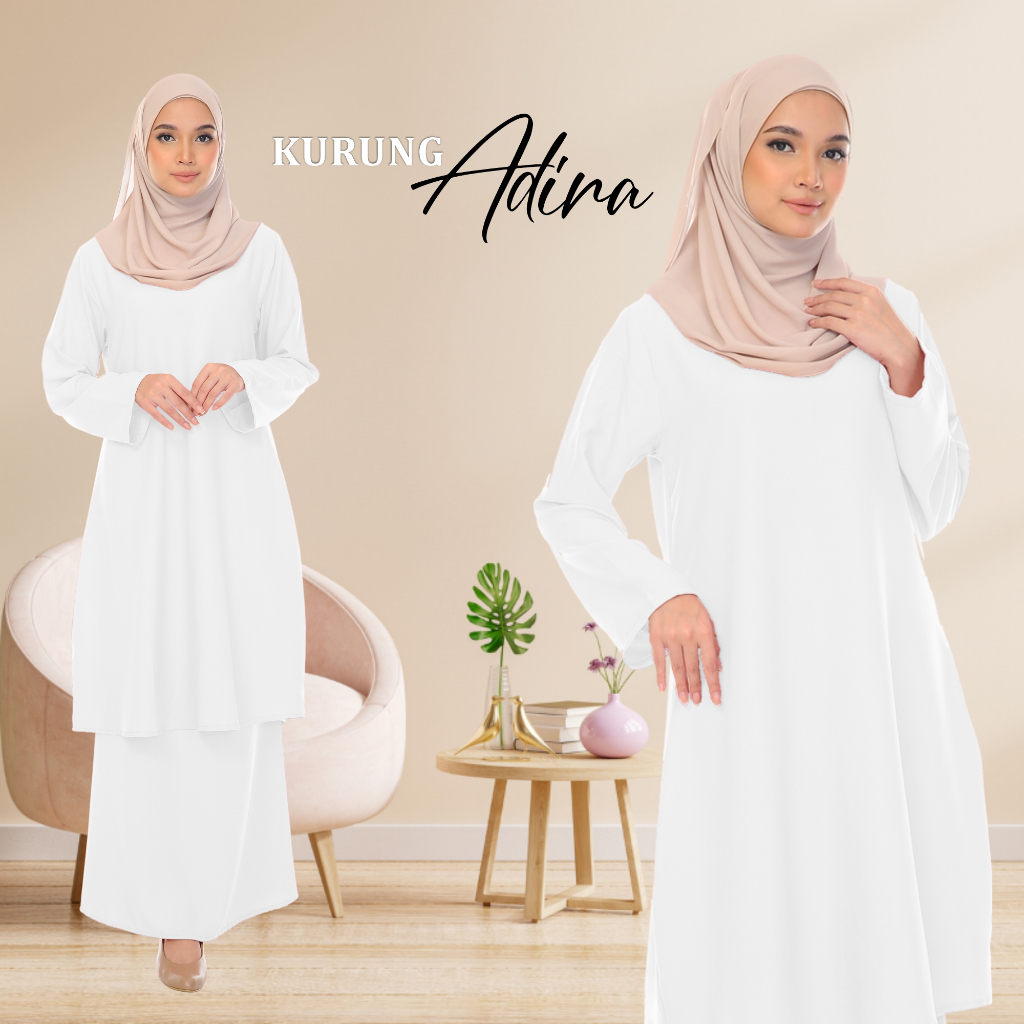 Baju Kurung Adira Women Fashion Everyday Outfit Soft Fabric Comfy Loose Cut Dress Muslimah Wanita Clothing Set2024