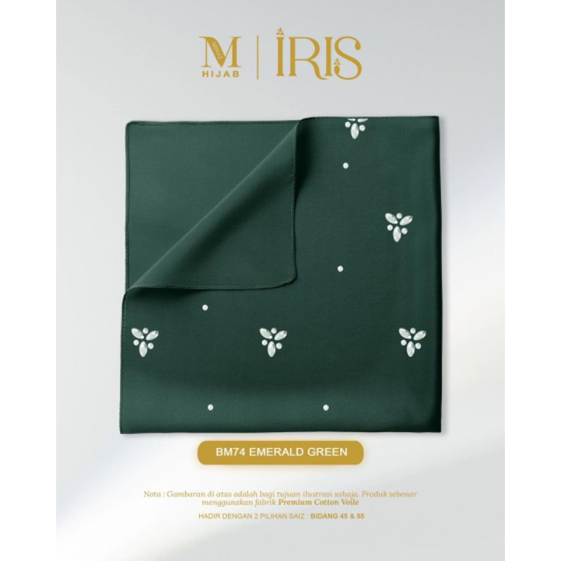 MINAZ JIWA | IRIS Bawal Plain Stone • Bidang 45" dan 55" Tudung Labuh