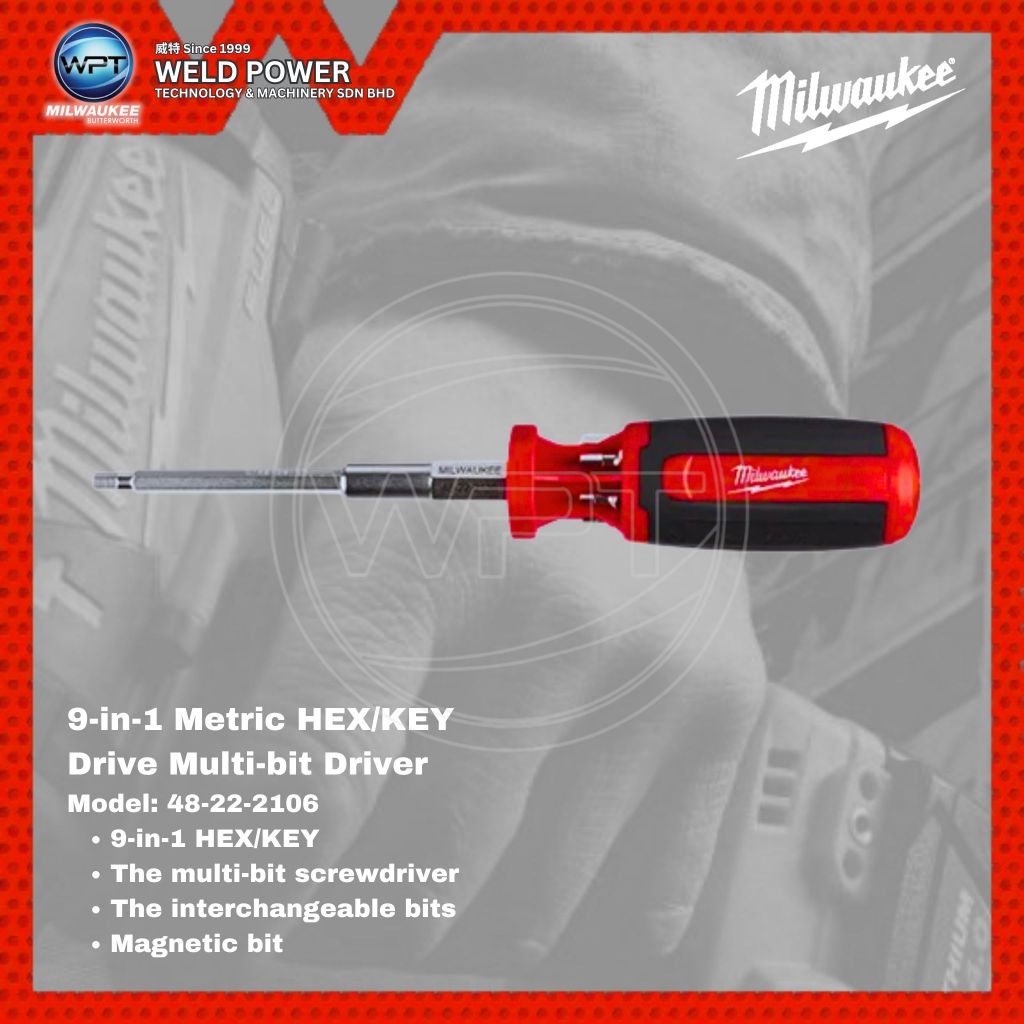Milwaukee 9-in-1 Metric HEX/KEY Drive Multi-bit Driver (Model: 48-22 ...
