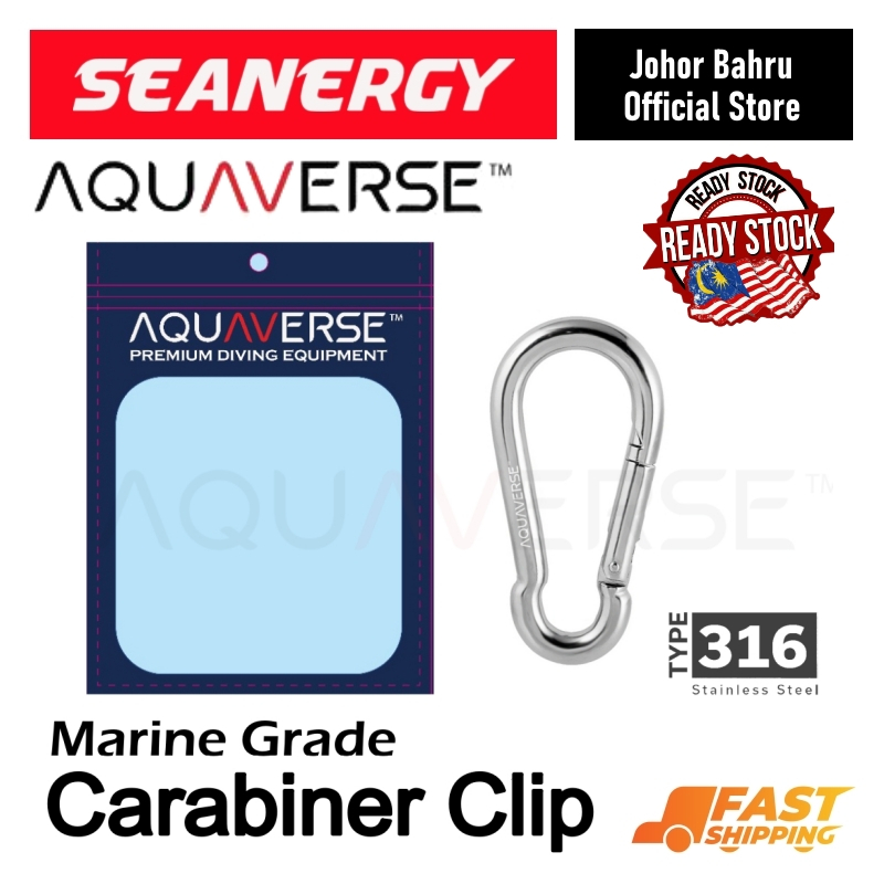AQUAVERSE Marine Grade Stainless Steel 316 Carabiner 50mm Snap Hook ...