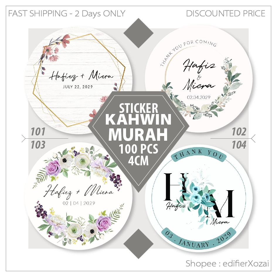 STICKER KAHWIN DOORGIFT LABEL STIKER MURAH 4CM 100pcs | Shopee Malaysia