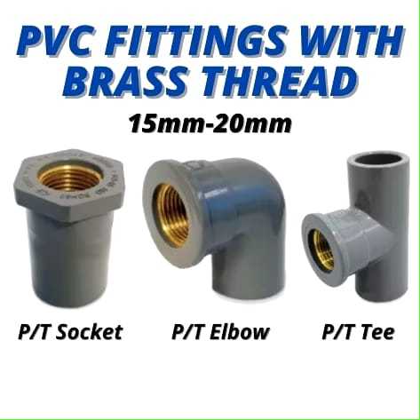PVC Fittings With Brass Thread Copper Threaded P/T Socket Elbow Tee ...