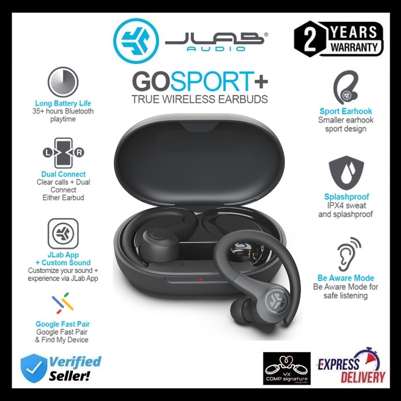 JLab GO Air Sport JLAB GO Sport True Wireless Earbuds 35hrs Playtime Bluetooth 5.1 Earhook Sport Fit Dual Connect Shopee Malaysia