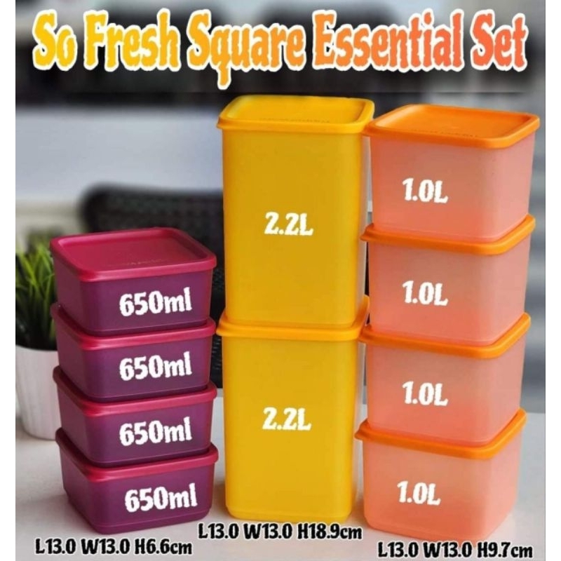 So Fresh Square Essential Set Tupperware | Shopee Malaysia