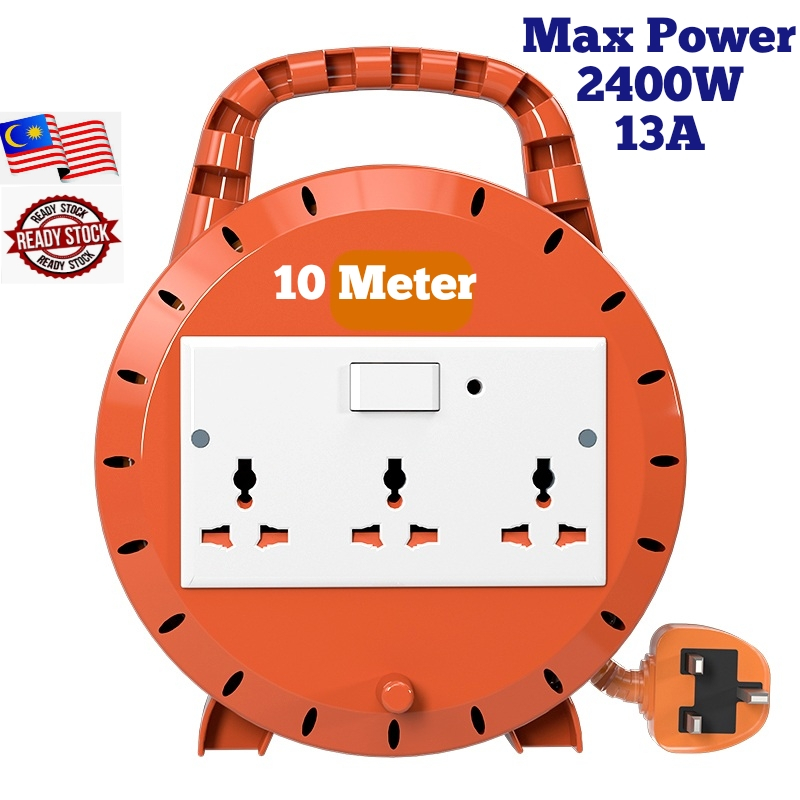 10 Meter Wire Heavy Duty EXTENTION BOX ROUND EXTENSION Plug Extention ...