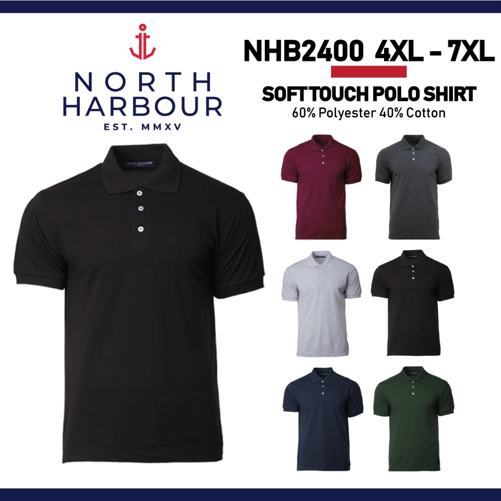 North Harbour 4XL 5XL 6XL 7XL Plain Polo Tee Baju Berkolar Collar Shirt ...