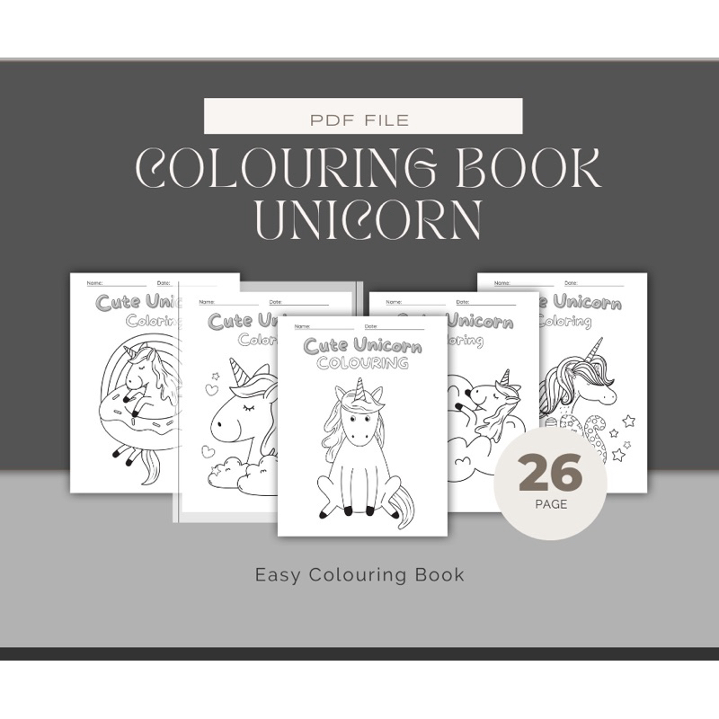 PDF PRINTABLE COLOURING 26 PAGE : UNICORN | Shopee Malaysia