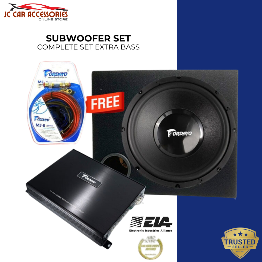 Fordayo 12 Inch Car Subwoofer With Box Bass Woofer Speakers Kereta 4 ...
