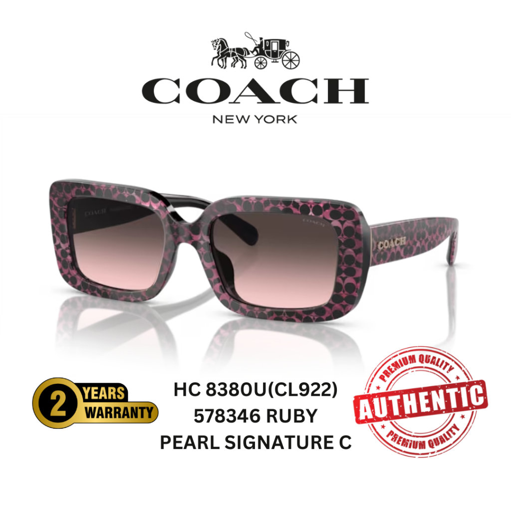 COACH Women Sunglasses HC8380U 578346 Ruby Pearl Signature C  display picture 2