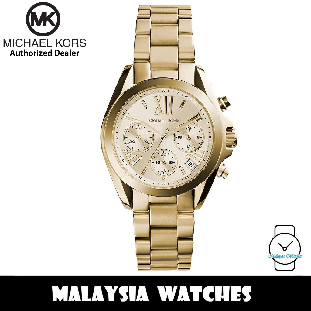 100 Original MICHAEL KORS Ladies MK5798 Bradshaw Chronograph Champagne Dial Gold Tone Stainless Steel Watch Shopee Malaysia