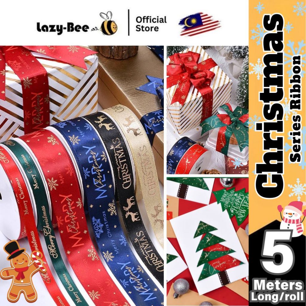LAZY BEE Merry Christmas X'mas Xmas ribbon gift packaging ribbon DIY ...