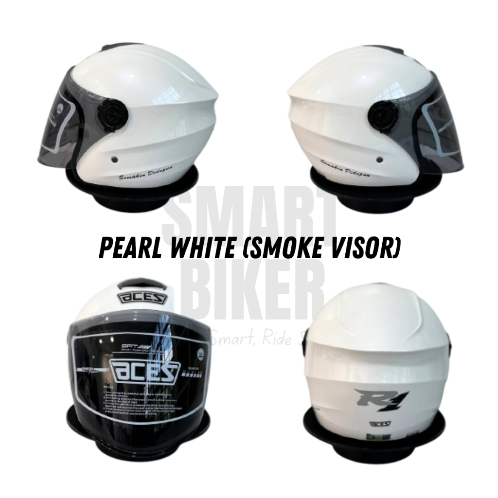 ACES R1 Open Face Helmet with Clear / Smoke Visor Sirim Approved JPJ ...