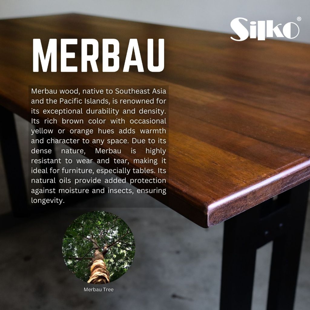 Itzel Table with MERBAU Tabletop 100% solidwood for working table study ...