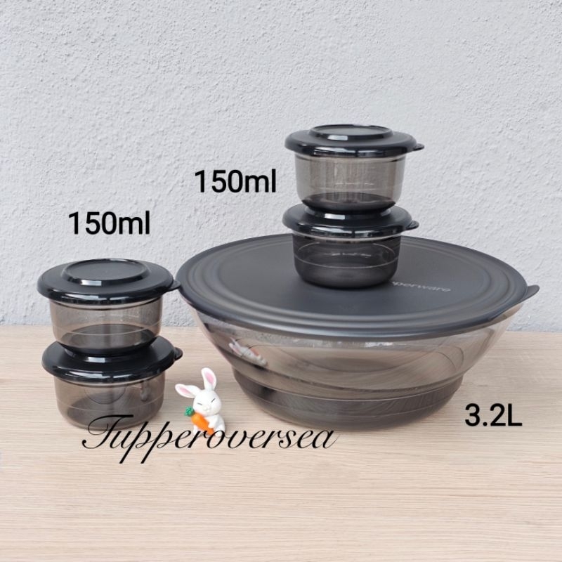 Tupperware Eleganzia Bowl / JoyServe Bowl (150ml / 3.2L)-Black | Shopee ...