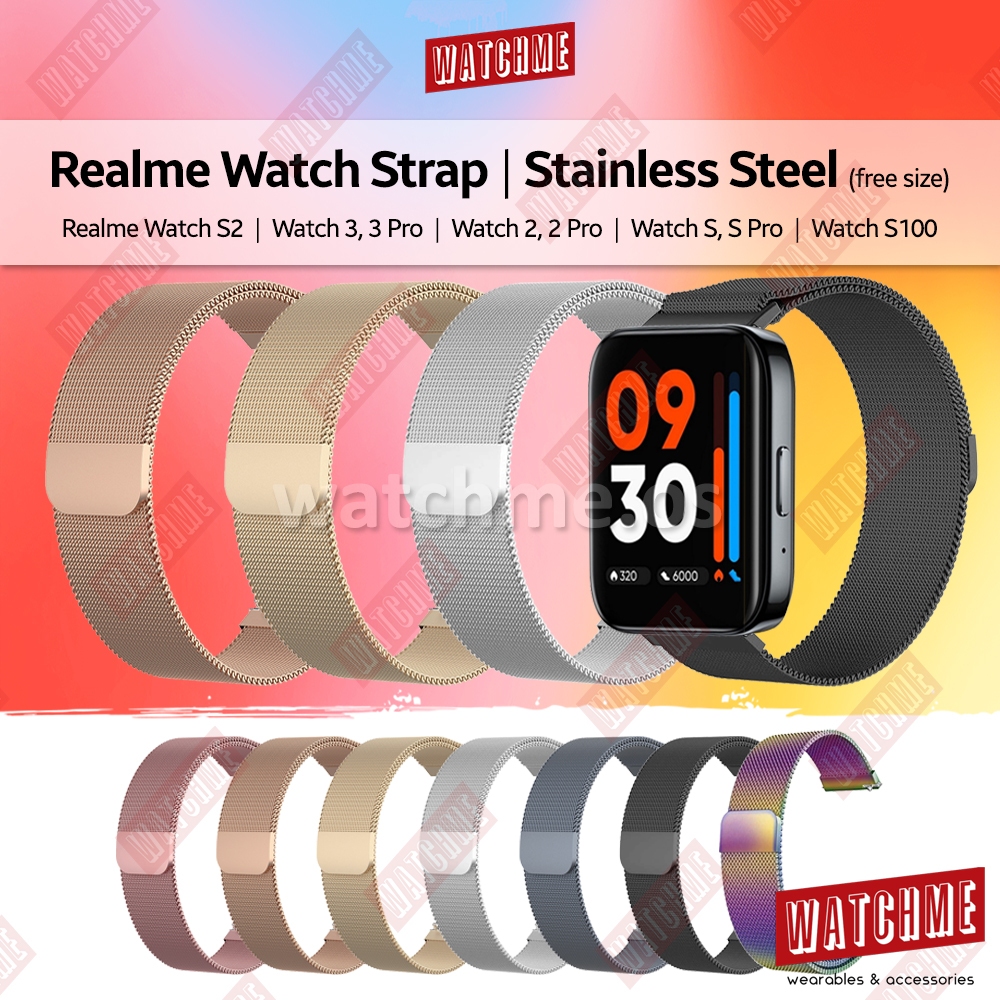 Realme Watch Strap, Stainless Steel Milan Loop 22mm 20mm, Magnetic ...