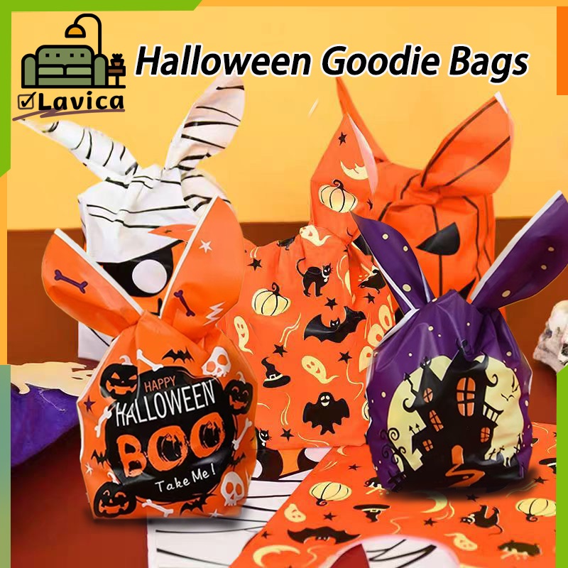 【MY】50 Pcs Halloween Candy Bag 5 Style Rabbit Ear Bags Pumpkin Bat ...