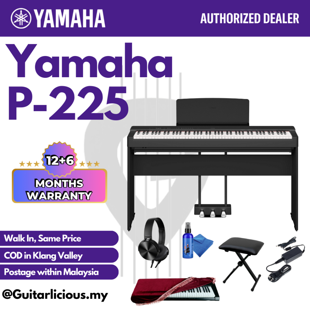 Yamaha P-225B 88-Key Graded Hammer Compact Digital Piano ( P-225B ...